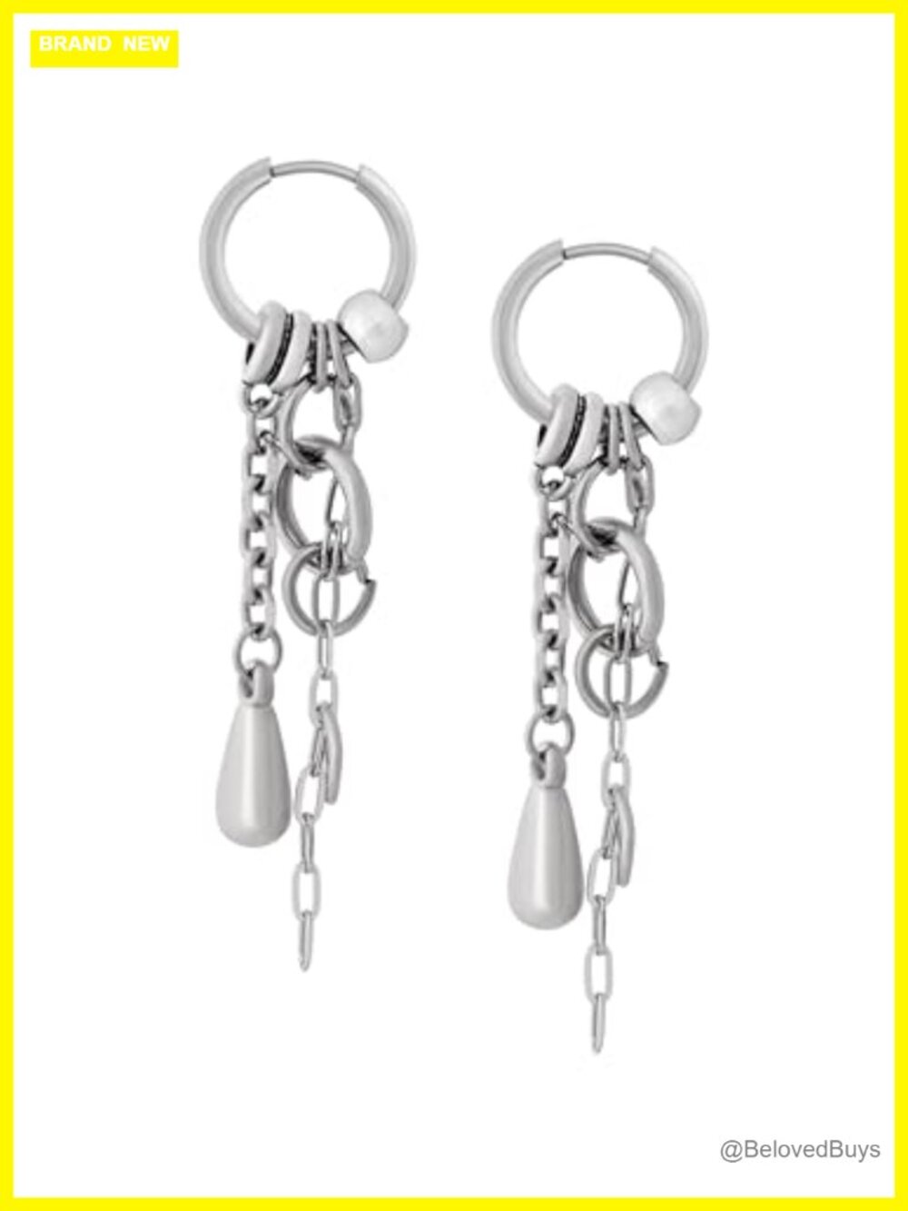 Gothic Punk Chain Hoop Earrings Stainless Steel Grunge
